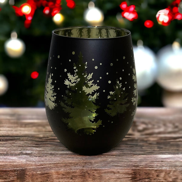 Matt Black & Green Christmas Candle